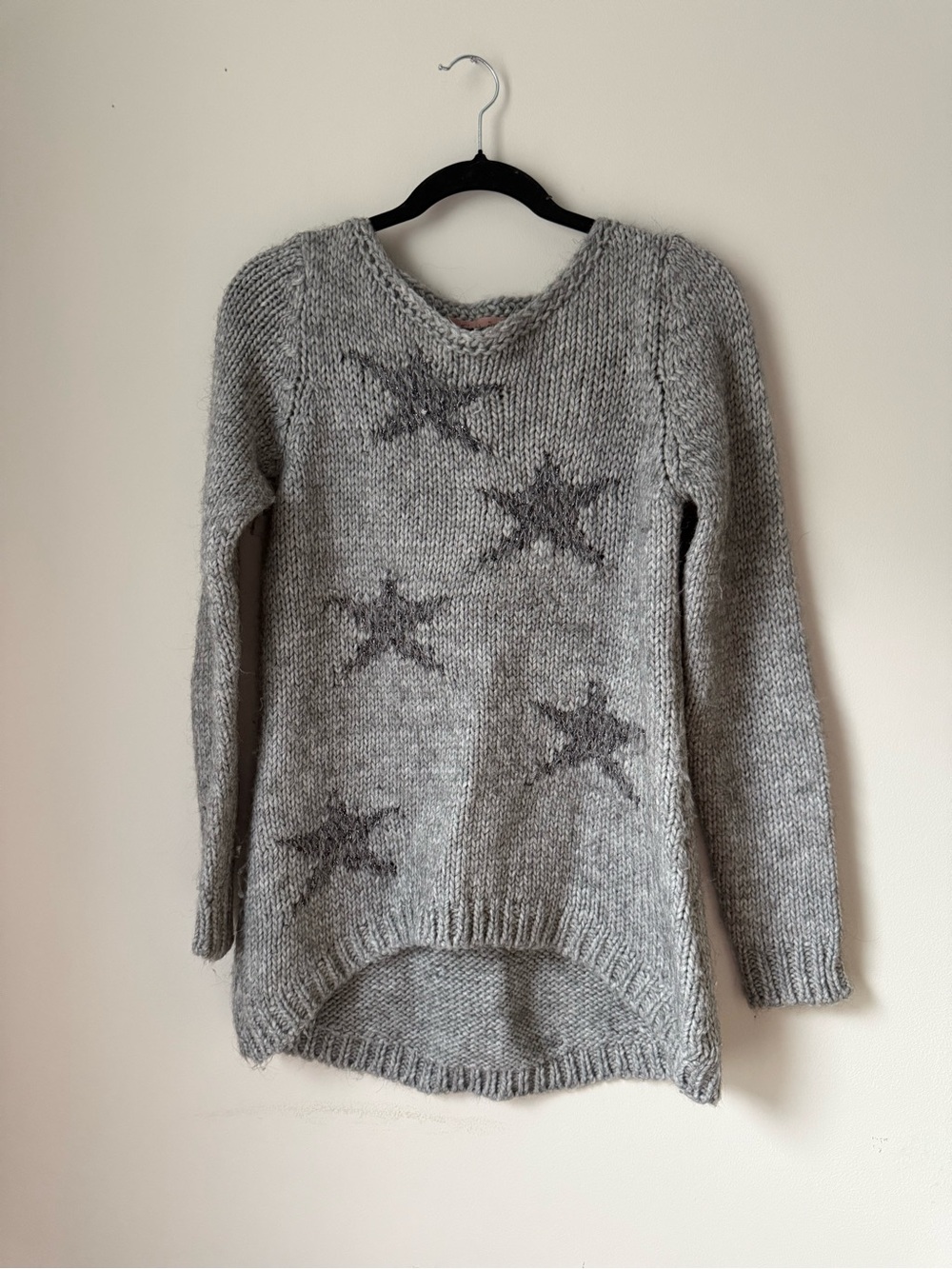 Cozy Gray Star V-Neck Sweater